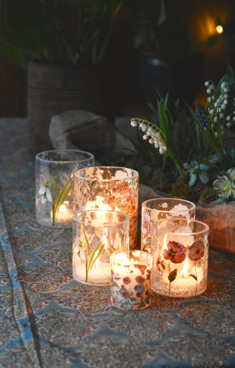 Dahlia - Stort Krakelert Lysglass