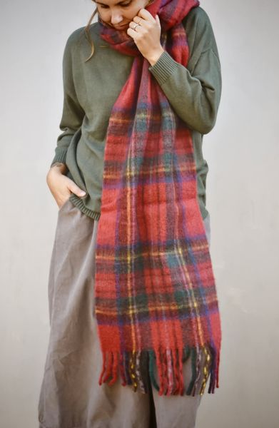 Hovedbilde Rød  - skjerf Skotsk Tartan