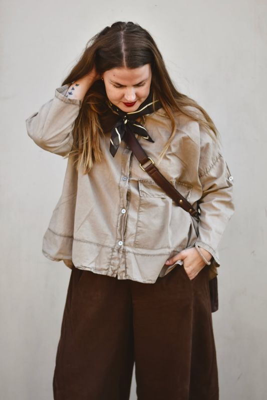 Taupe - Coco Bomulls Skjorte
