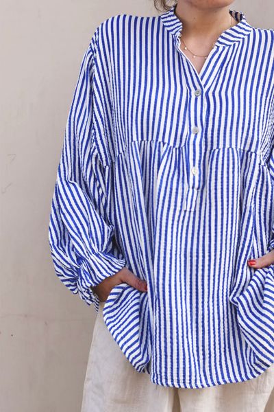 Hovedbilde Blå/hvit - Oversized Stripete ...