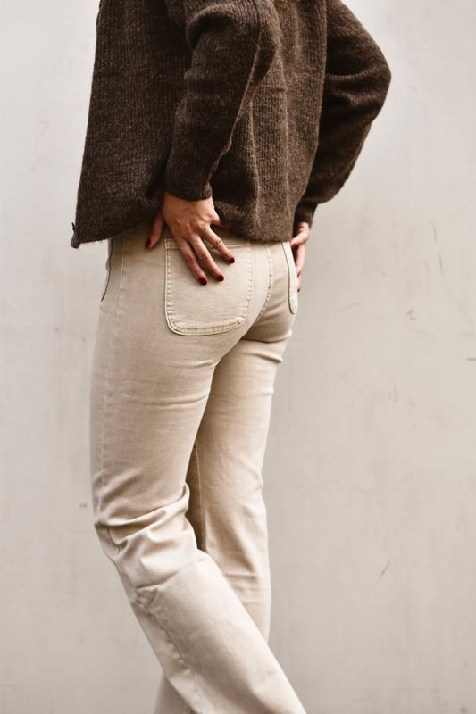 Beige melange - Bukse med stretch