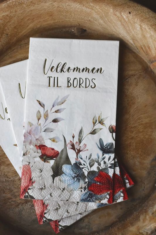 Rød/Blå blomster  - Buffet Serviett