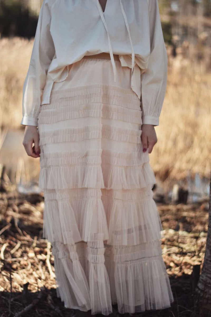Beige - Tulleskjørt m/ petite dots