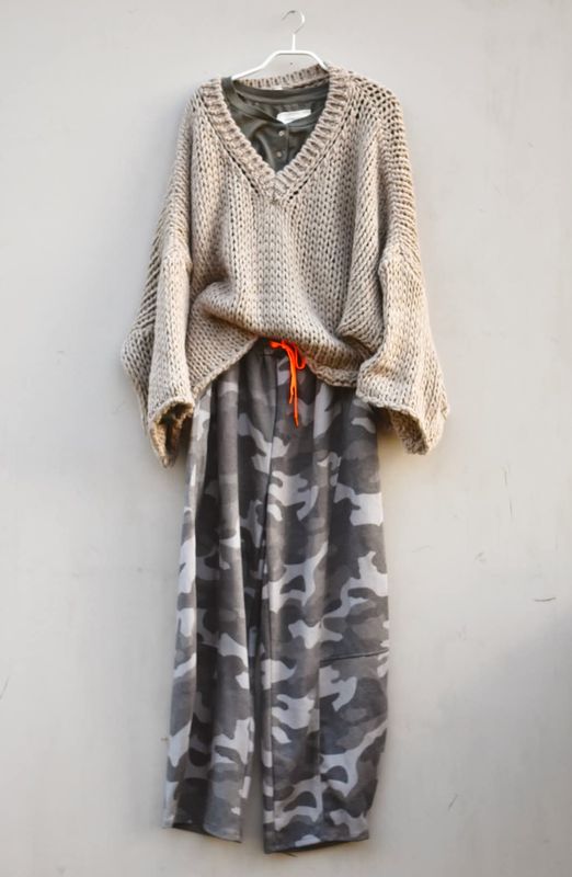 Khaki/grey - Camo collegebukse