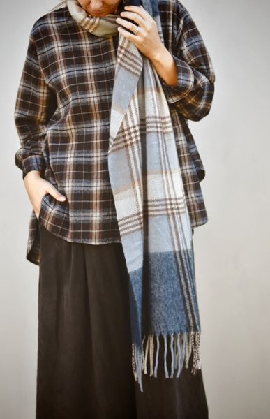 Hovedbilde Blå  - Rutet skjerf