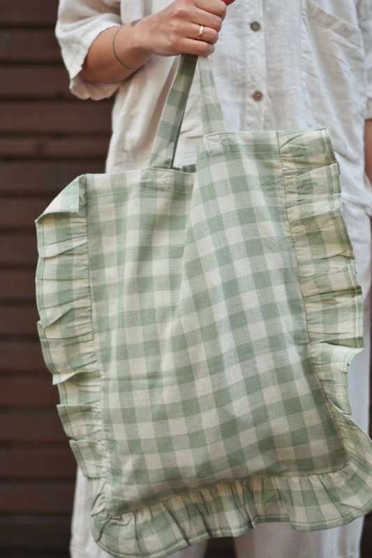 Grønn - Rutet Totebag