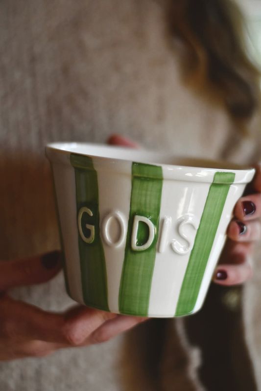 Grønn - Godis skål m. striper