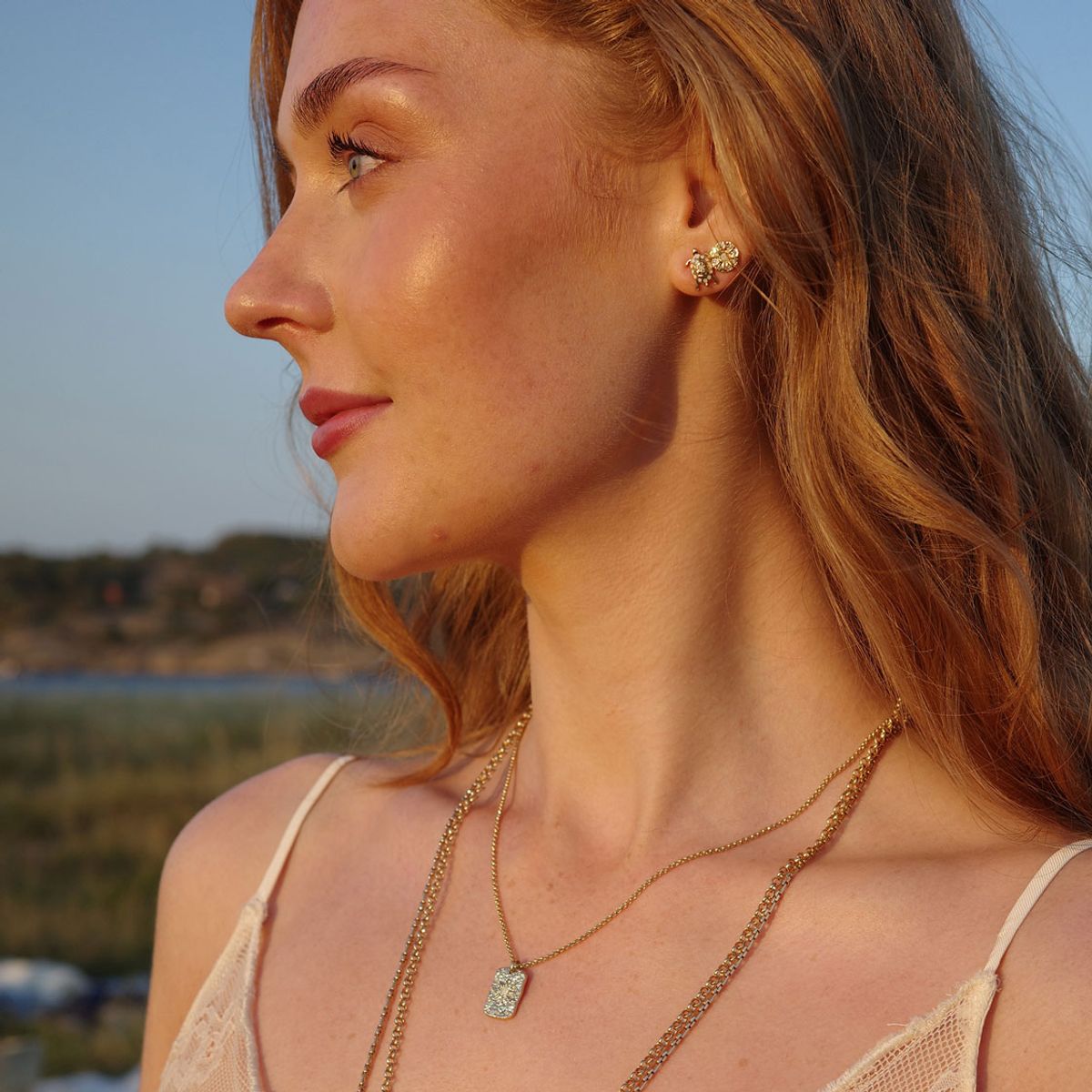 Gull - Skilpadde øredobber