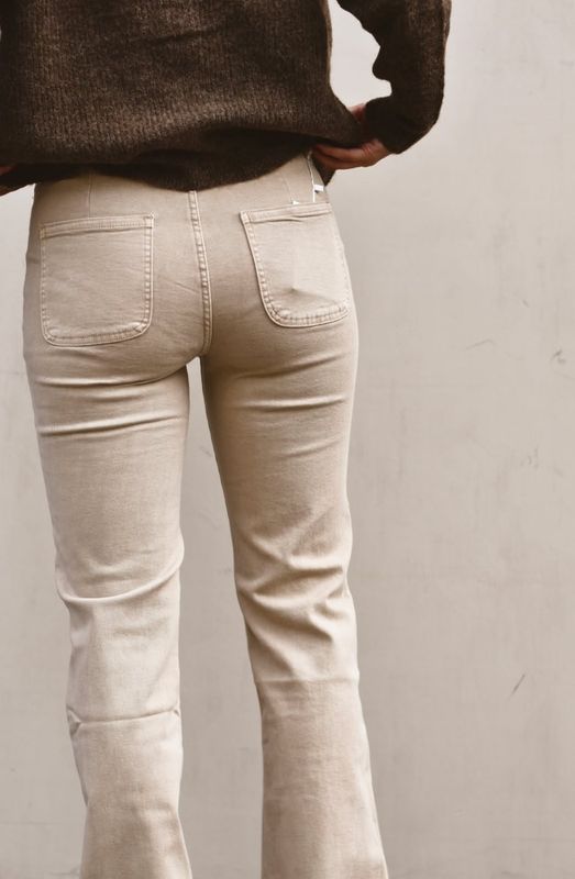 Beige melange - Bukse med stretch