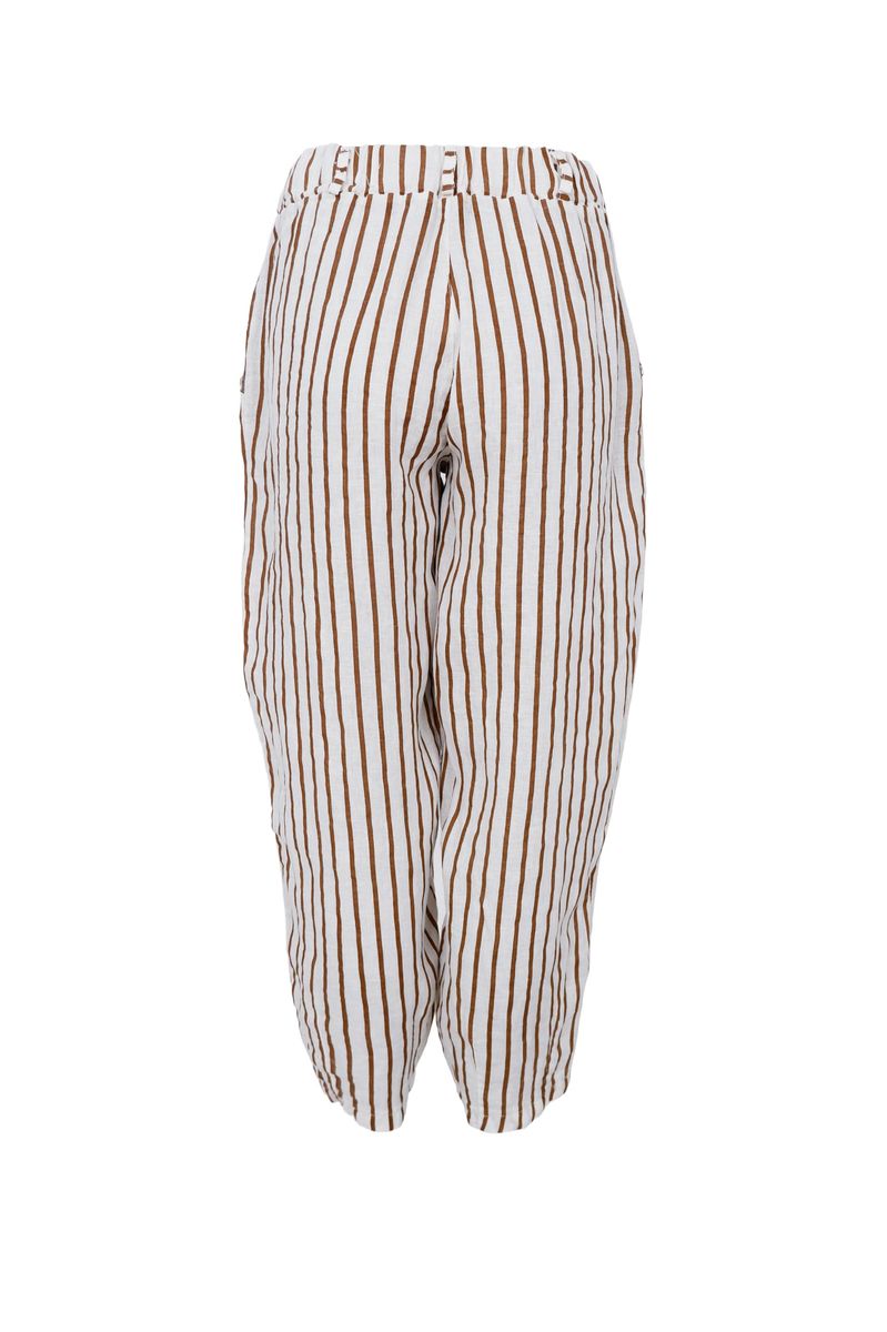 Camel Stripe - Melina Barrel Lin Bukse