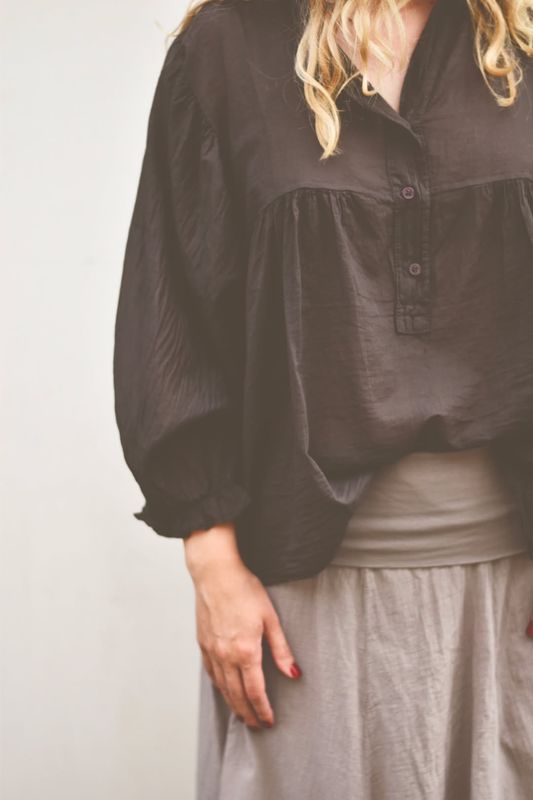 Brun - Battina Bomulls Bluse