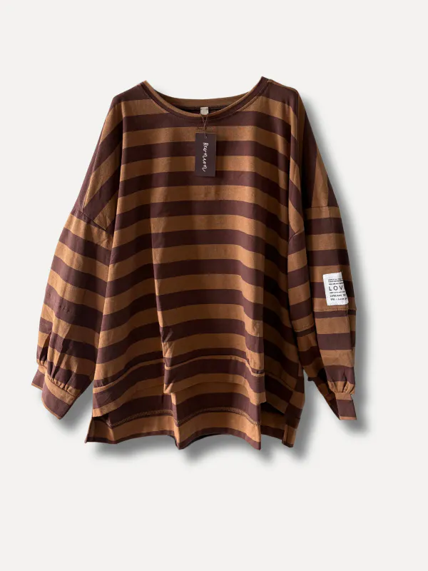Brun/taupe - Stripet College Genser