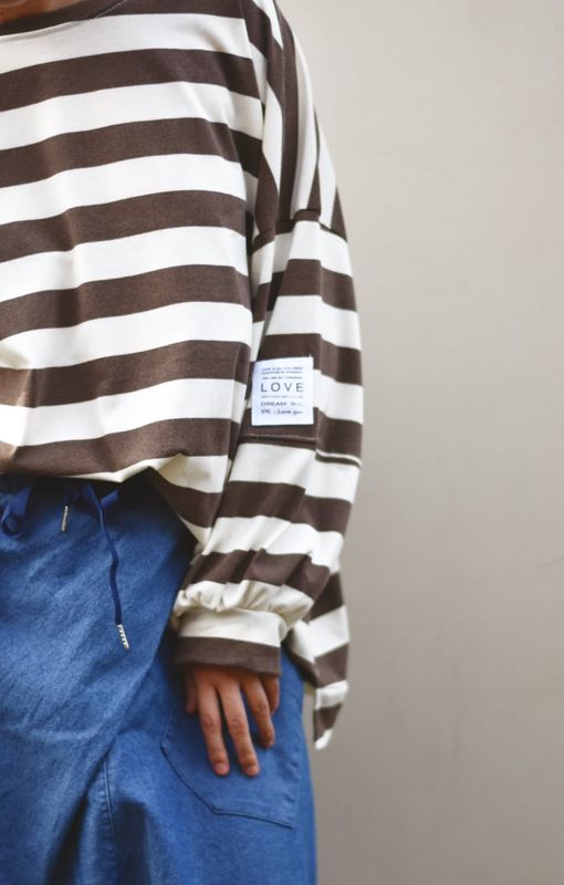 Brun/offwhite - Stripet College Genser