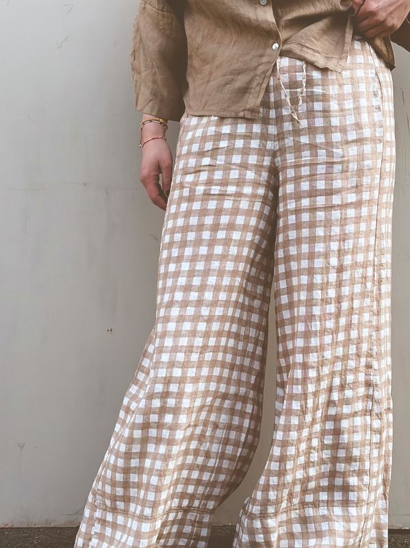 Beige/Hvit - Beka Linbukse