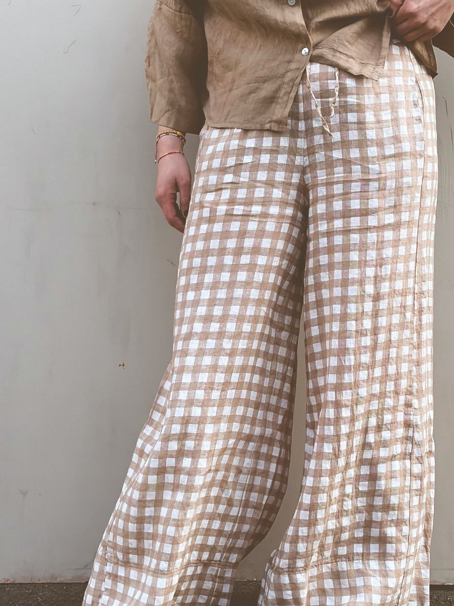 Beige/Hvit - Beka Linbukse