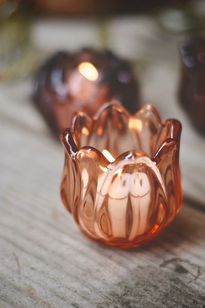 Hovedbilde Fersken - Blomst Lysglass