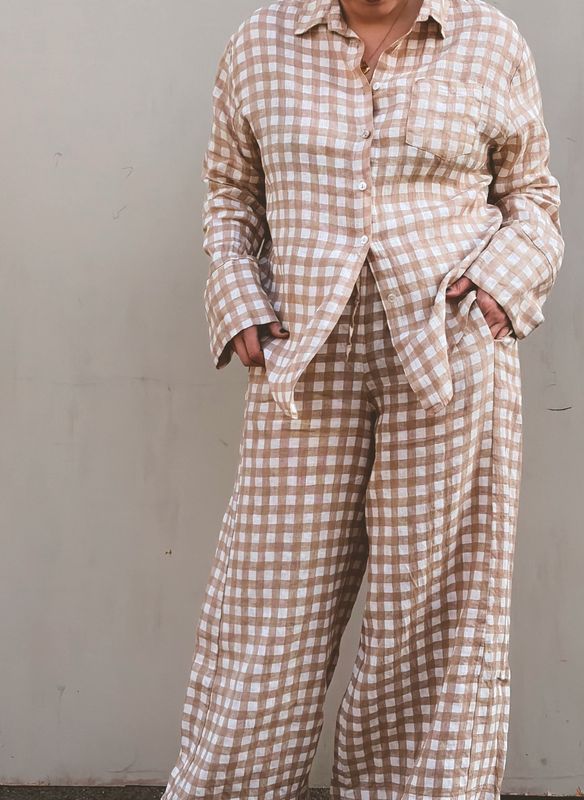 Beige/Hvit - Beka Linbukse