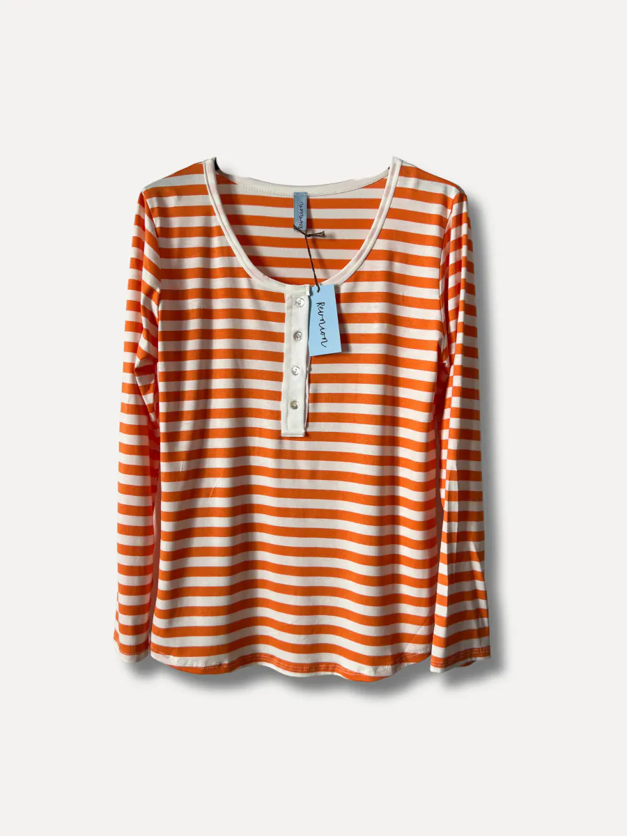 Mango/off white - Grandpa Stripe Genser