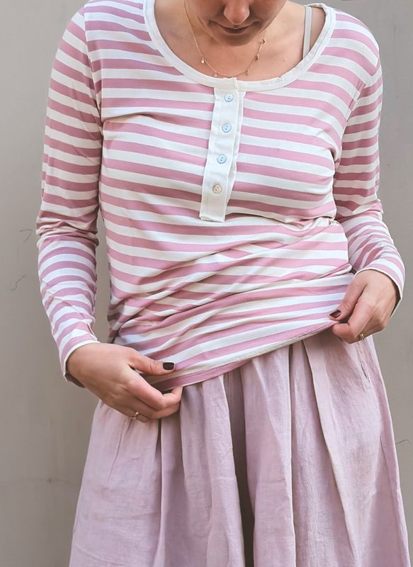 Powder pink/off white - Grandpa Stripe Genser