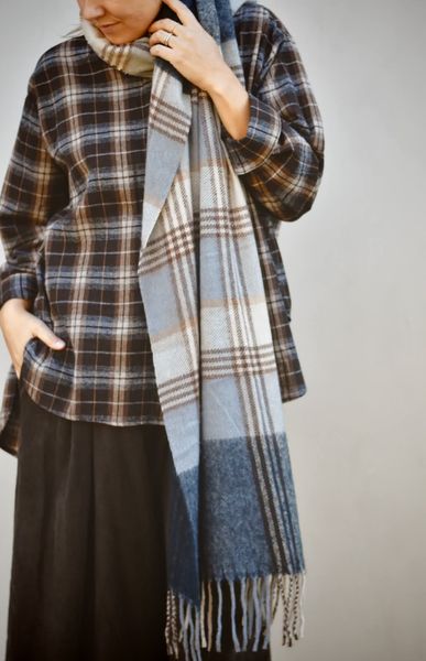 Hovedbilde Blå  - Rutet skjerf