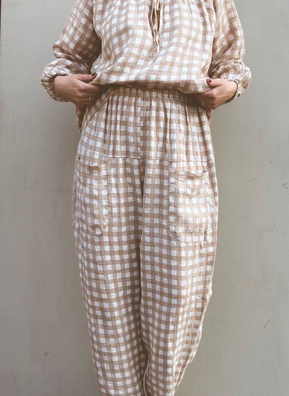 Beige/Hvit - Eisa Linbukse