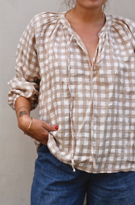 Hovedbilde Beige/Hvit - Caja linbluse