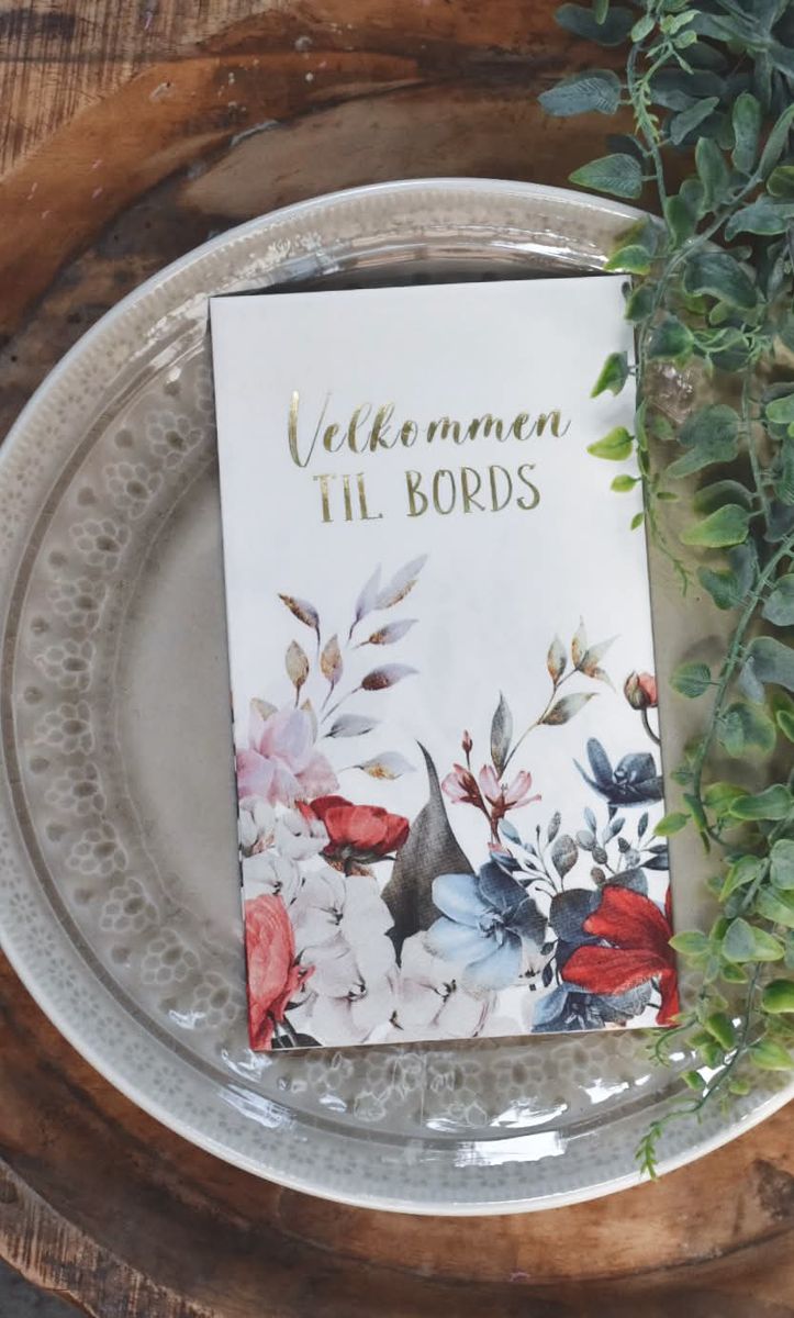 Rød/Blå blomster  - Buffet Serviett