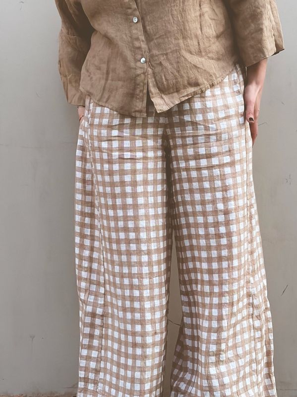 Beige/Hvit - Beka Linbukse