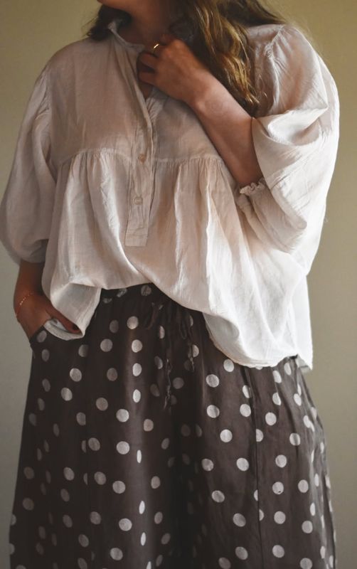 Beige - Battina Bomulls Bluse