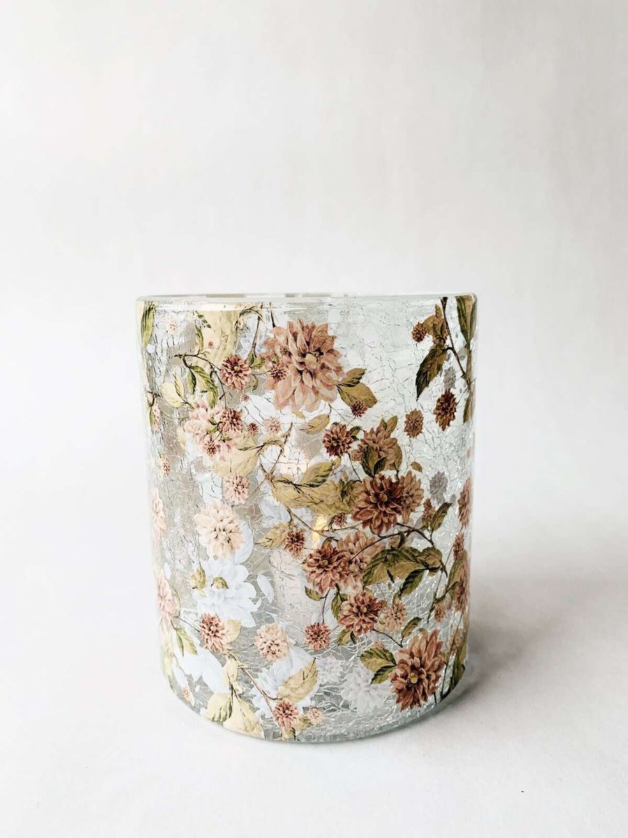 Dahlia - Stort Krakelert Lysglass