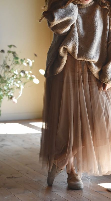 Mørk beige - Tulle Tyllskjørt
