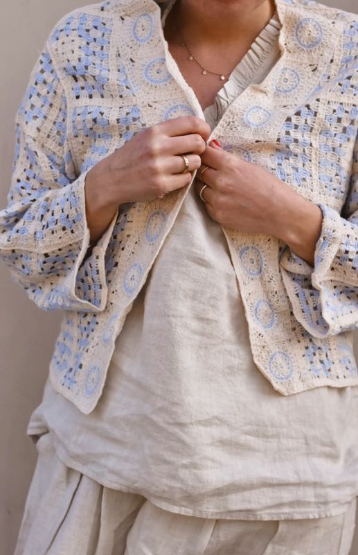 Blå - Heklet Cardigan