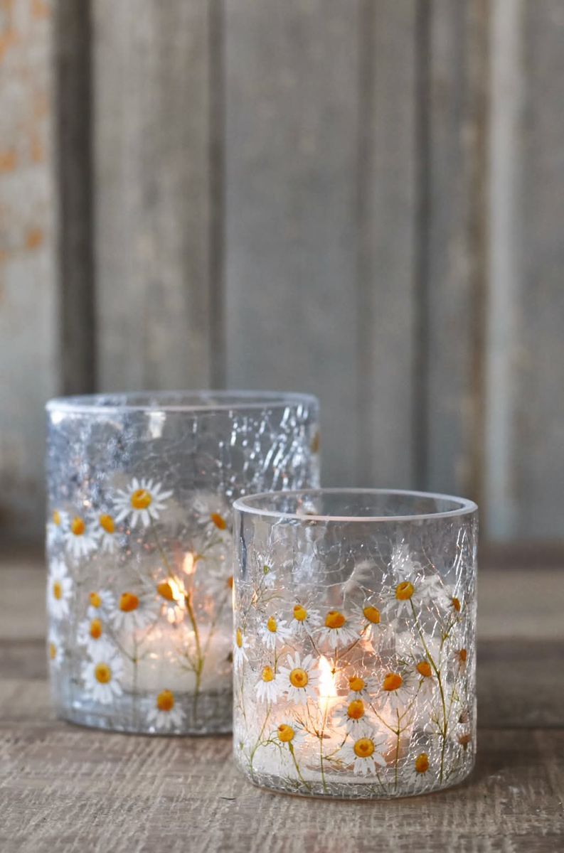 Kamille - Krakelert Lite Lysglass