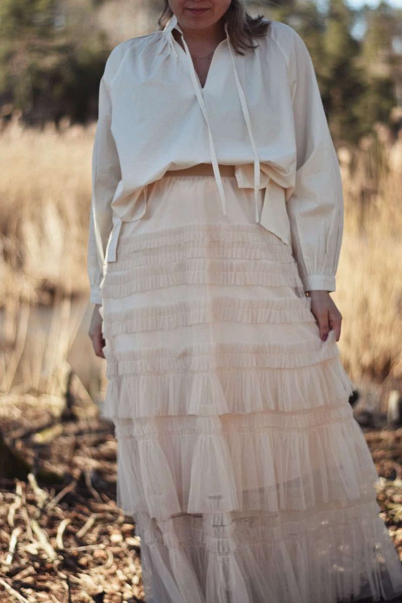 Beige - Tulleskjørt m/ petite dots